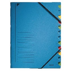 Sortiermappen Leitz 320g m2 24,5 x 32cm blau Eckgummi 12-teilig Monat