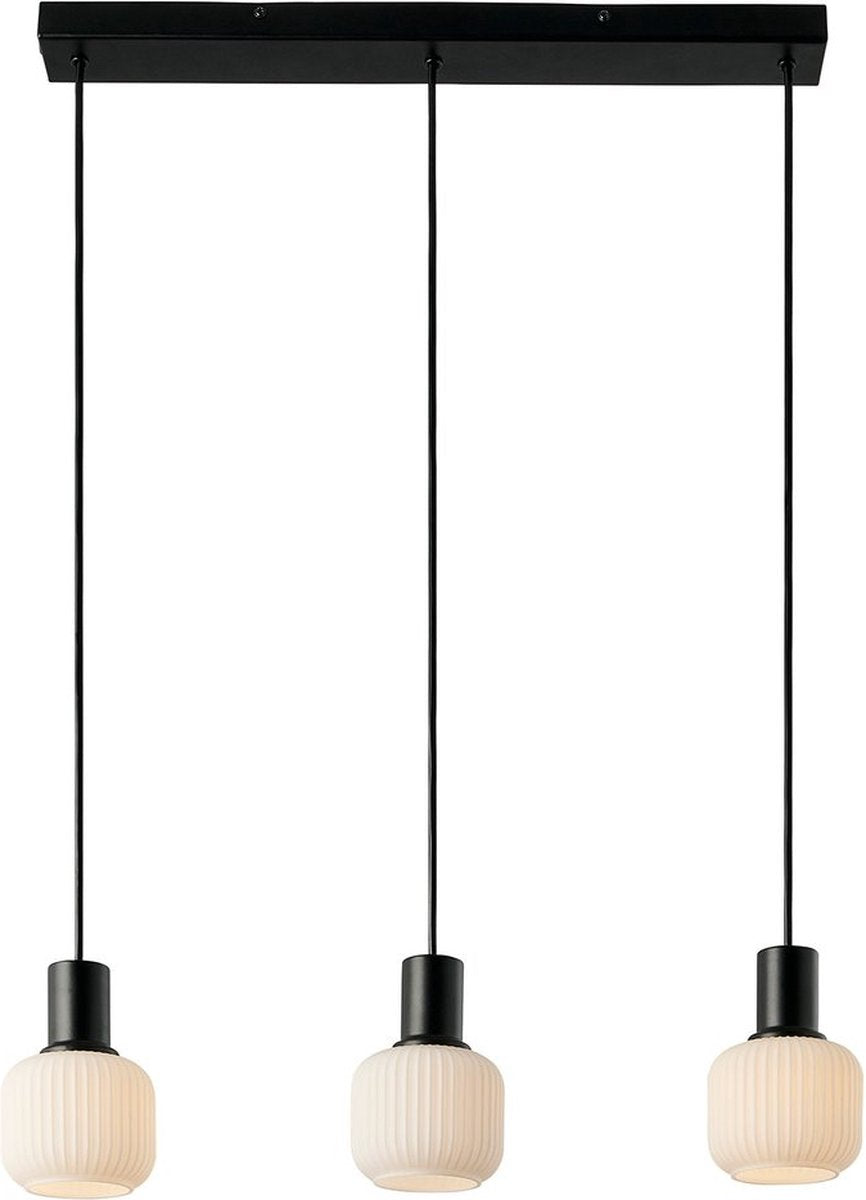Nordlux Milford Mini Hängelampe-3-Schiene-E14-Opalglas schwarz