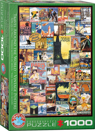 Eurographics – Reise um die Welt Vintage-Poster [Reise um die Welt Vintage-Poster] – 1000 Teile 48 x 68 cm (B x H) – Puzzle