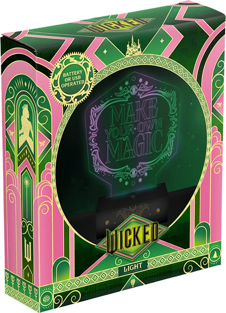 Paladone Wicked Film Acryllicht – offiziell lizenzierte NBC-Universallampe, machen Sie Ihre eigene Magie, Geschenk für Musical-Fans von Glinda, Elphaba Oz, batteriebetrieben –