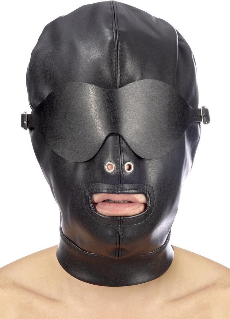 Fetisch-Tentation – Bondage-Maske – freie Nasenlöcher und Mund – abnehmbare Augenbinde – schwarz