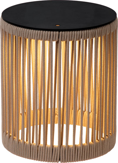Lucide Pingi – wiederaufladbare Stehleuchte für drinnen und draußen – wiederaufladbarer Akku – ø 33,5 cm – LED 3 Stufen dimmbar – 1 x 3 W 3000 K – IP44 – Taupe – Japandi