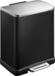 Eko - E-Cube Treteimer 12 Liter - Edelstahl Kunststoff - Schwarz glänzend, Edelstahl matt - Abfalleimer