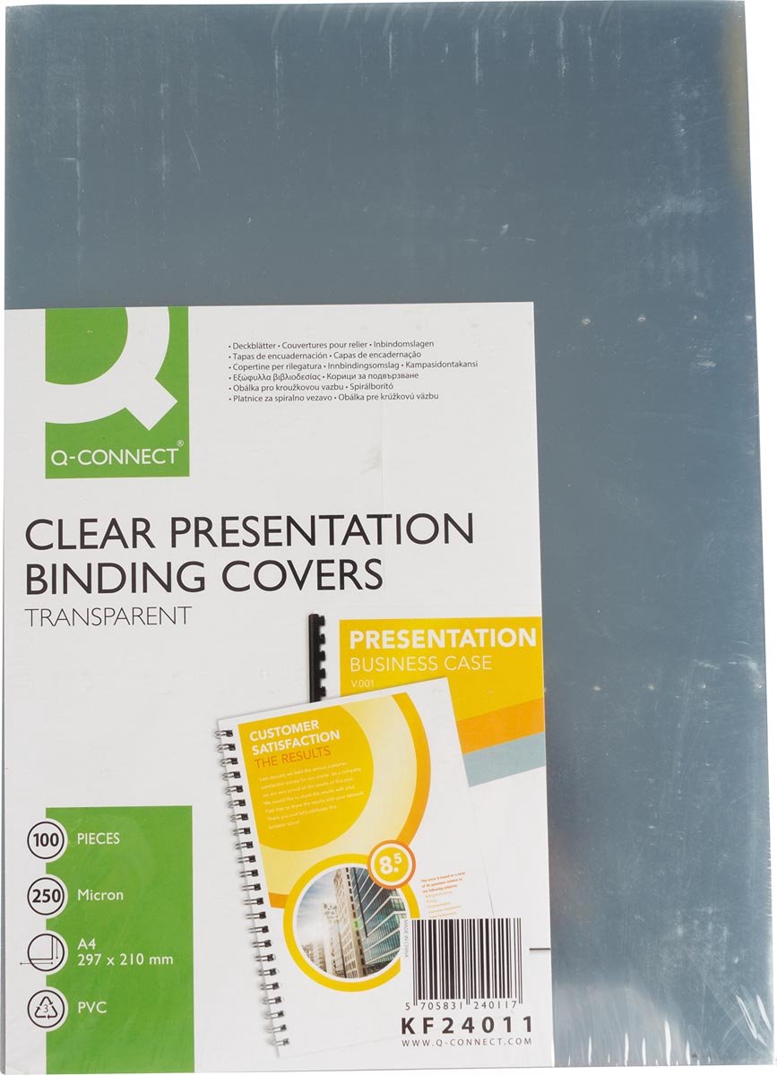Q-Connect-Abdeckungen A4 transparent 250 Mikron 100 Stück