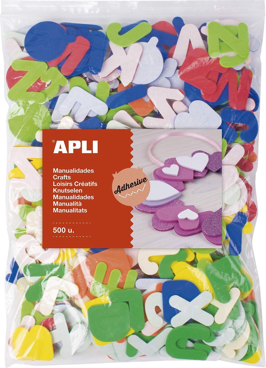 Apli-Beutel mit 500 selbstklebenden Moosgummi-Buchstaben