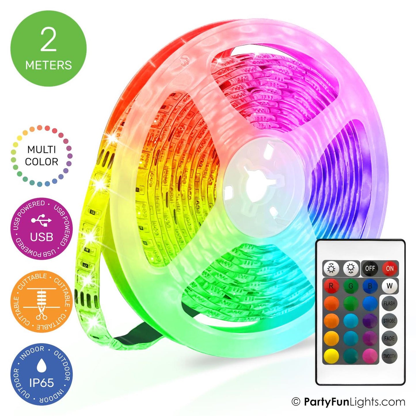 Partyfun Lights LED-Streifen USB 2 Meter IP65