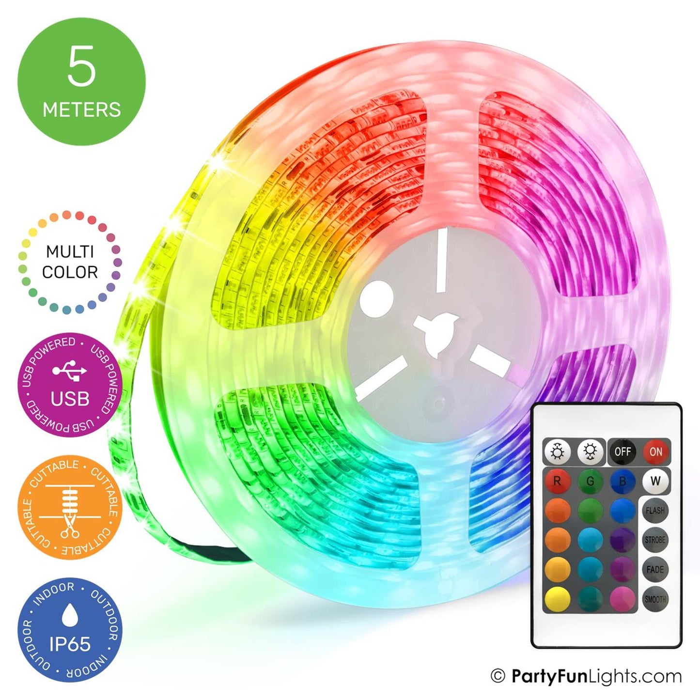Partyfun Lights LED-Streifen USB 5 Meter IP65