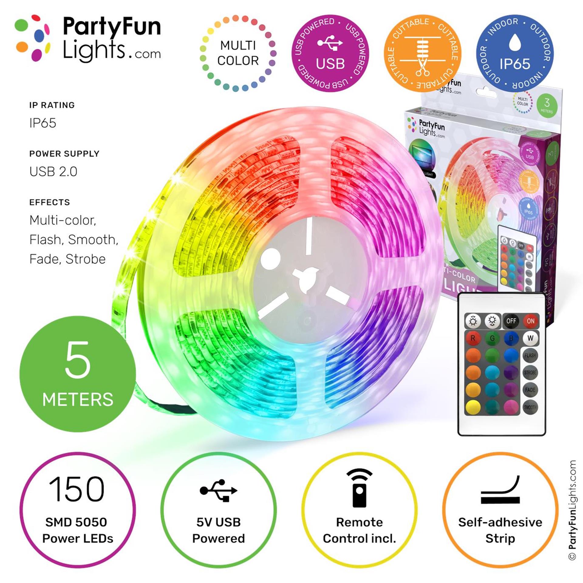 Partyfun Lights LED-Streifen USB 5 Meter IP65