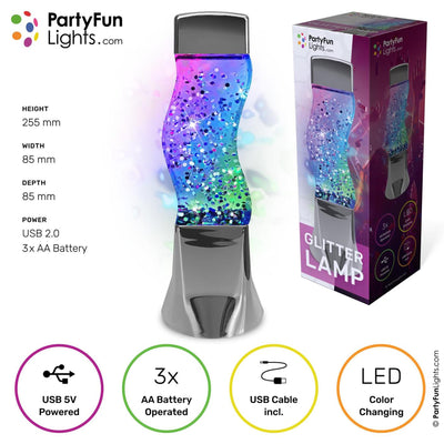 Partyfun Lights Tischlampe Glitzer LED Farbwechsel