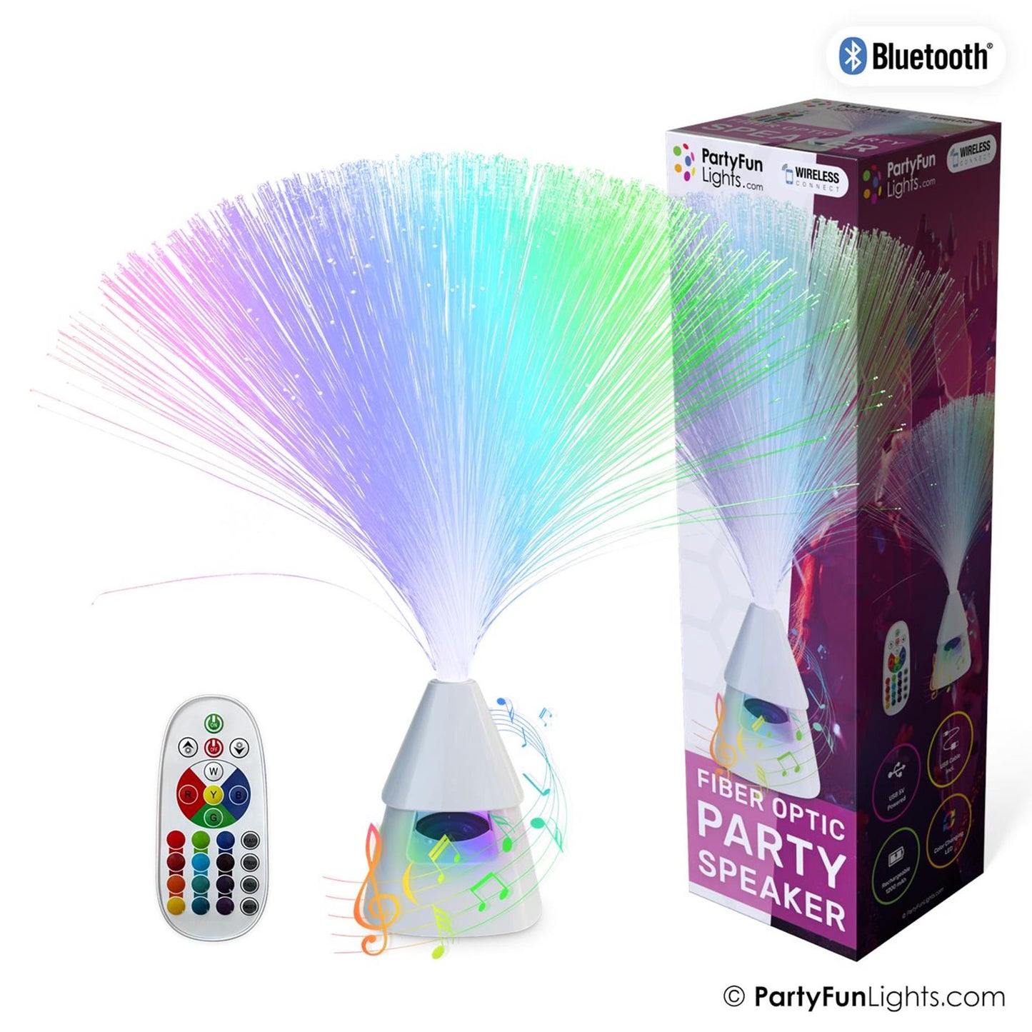 Partyfun Lichter Bluetooth-Lautsprecher Glasfaser