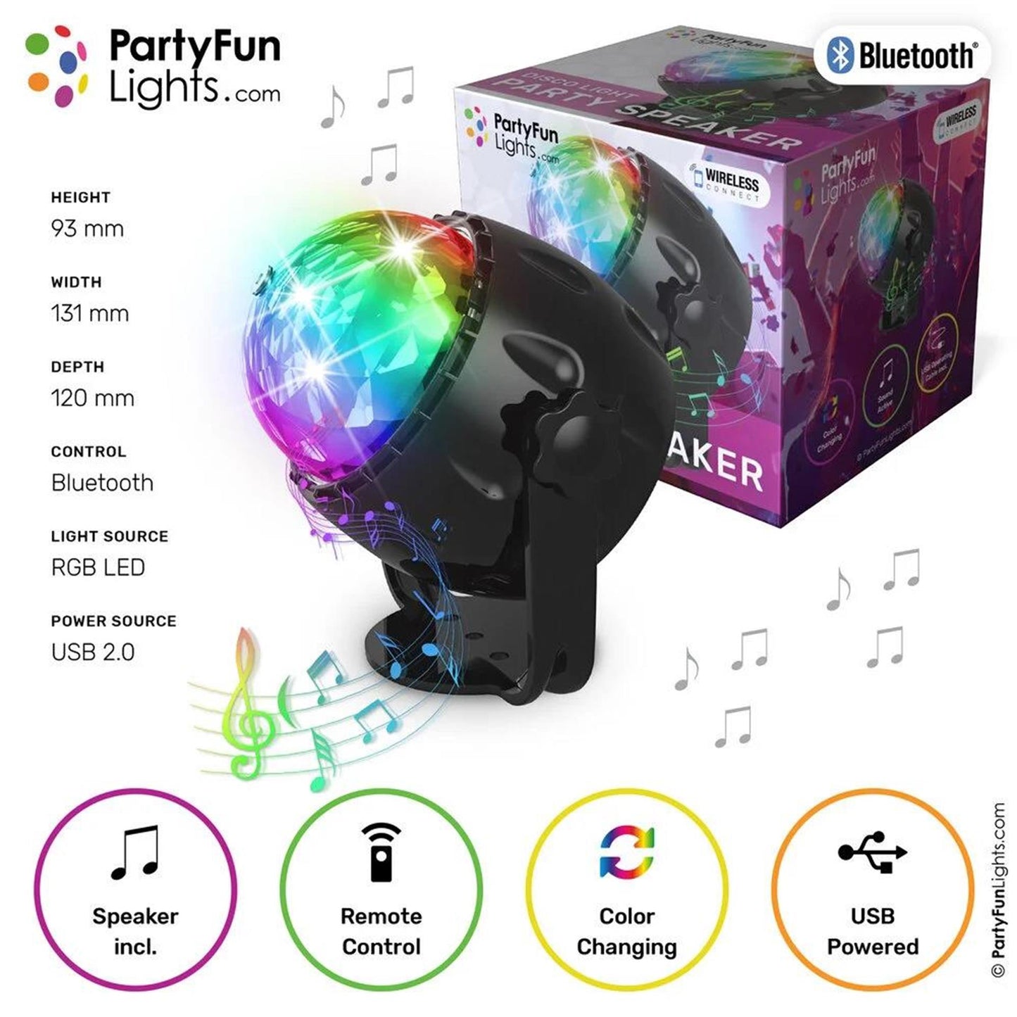 Partyfun Lights Bluetooth-Lautsprecher Kompakt-LED