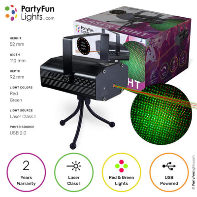 Partyfun Lights Laserlicht USB LED Rot Grün