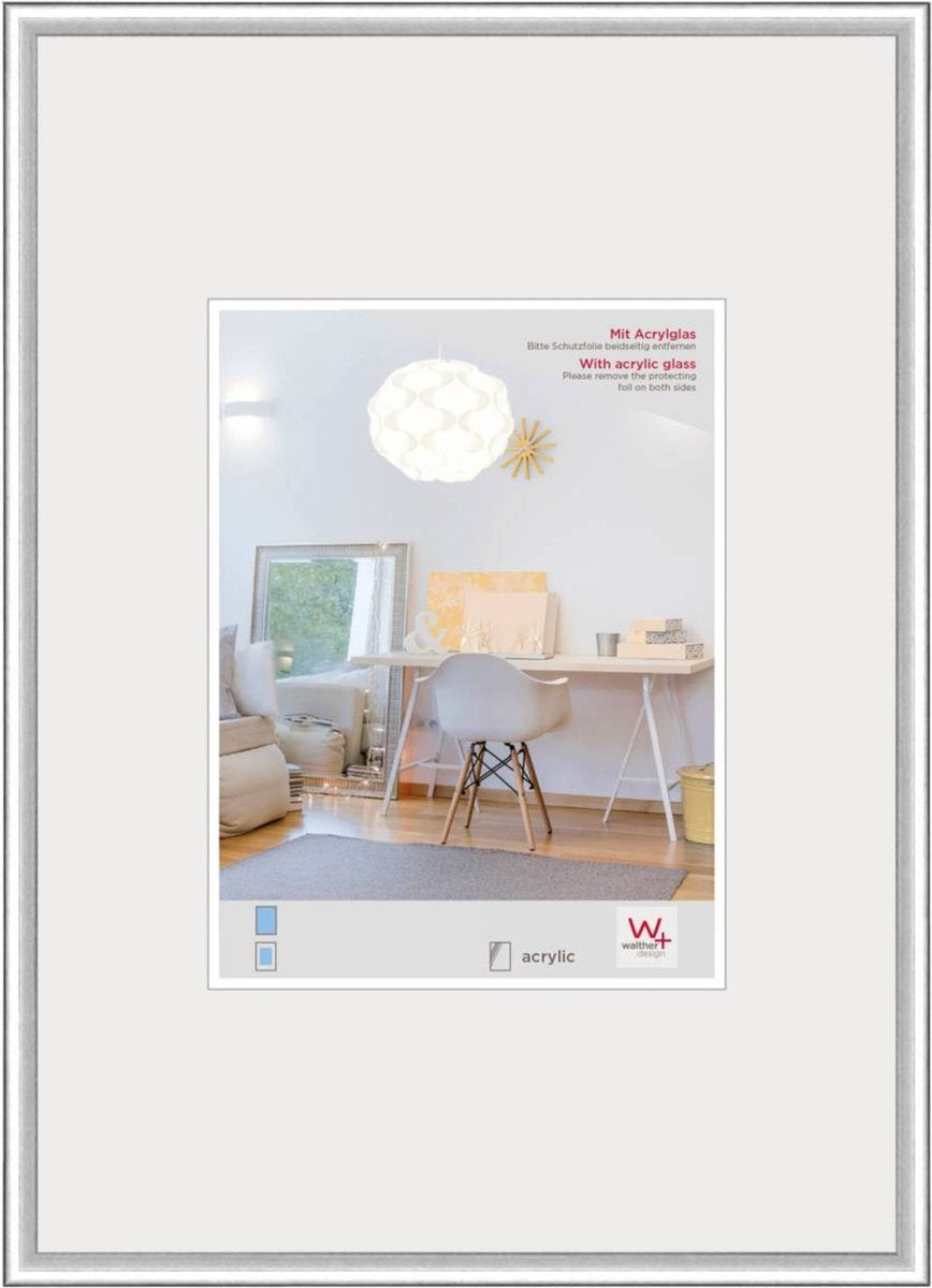 Walther New Lifestyle - Kunststoffrahmen - Fotogröße 42x59,4 cm (Din A2) - Silber