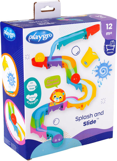 Playgro - Splash and Slide - Wasserfallrutsche - Badespielzeug - Kleinkindspielzeug - Babybadespielzeug - Babyspielzeug - Spielzeug 1 Jahr - Badespielzeug - Wassermurmelbahn - Wasserspielzeug Baby - Wasserspielzeug Kleinkinder - inklusive 3 Bällen