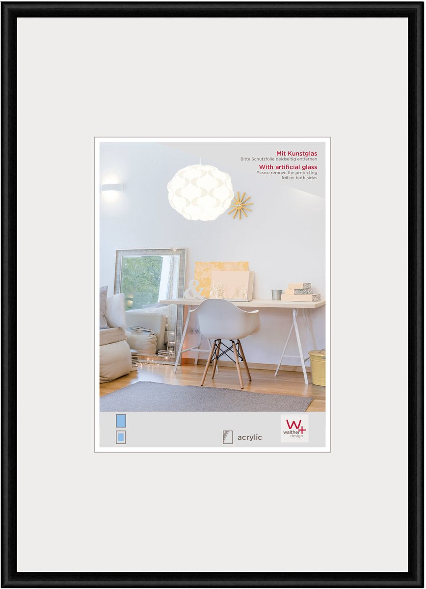 Walther New Lifestyle - Kunststoffrahmen - Fotogröße 30x40 cm - Kunstglas - Schwarz