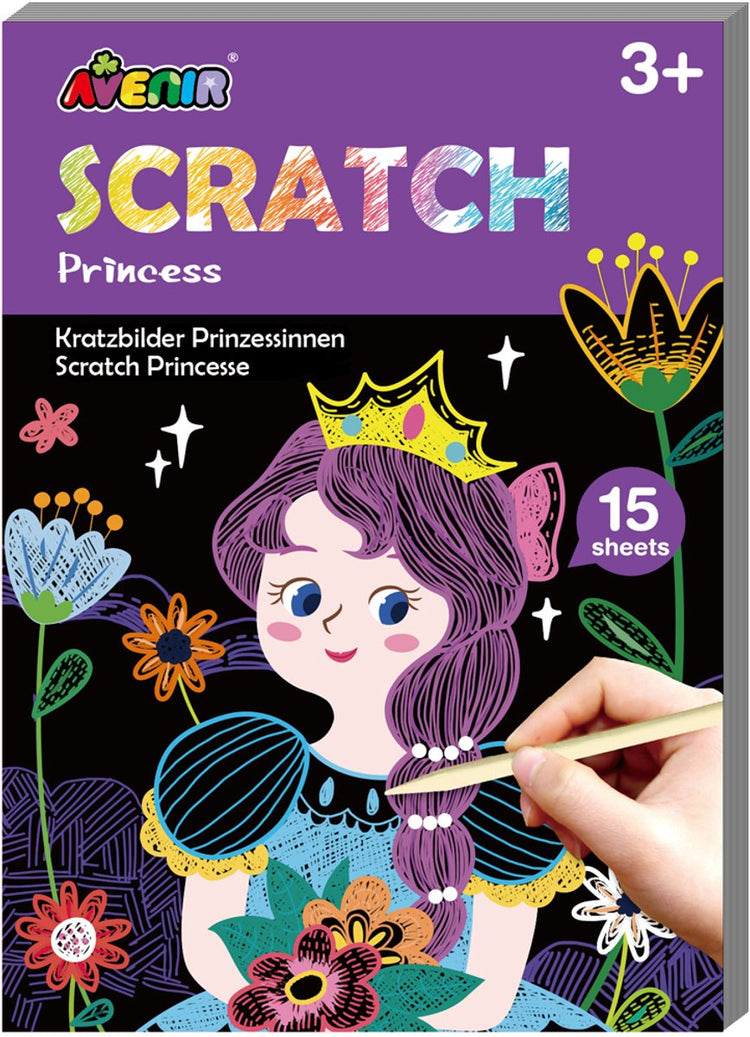 Avenir Rubbel-Kunstbuch Mini A6 – Prinzessin – 15 Seiten – 3 Jahre