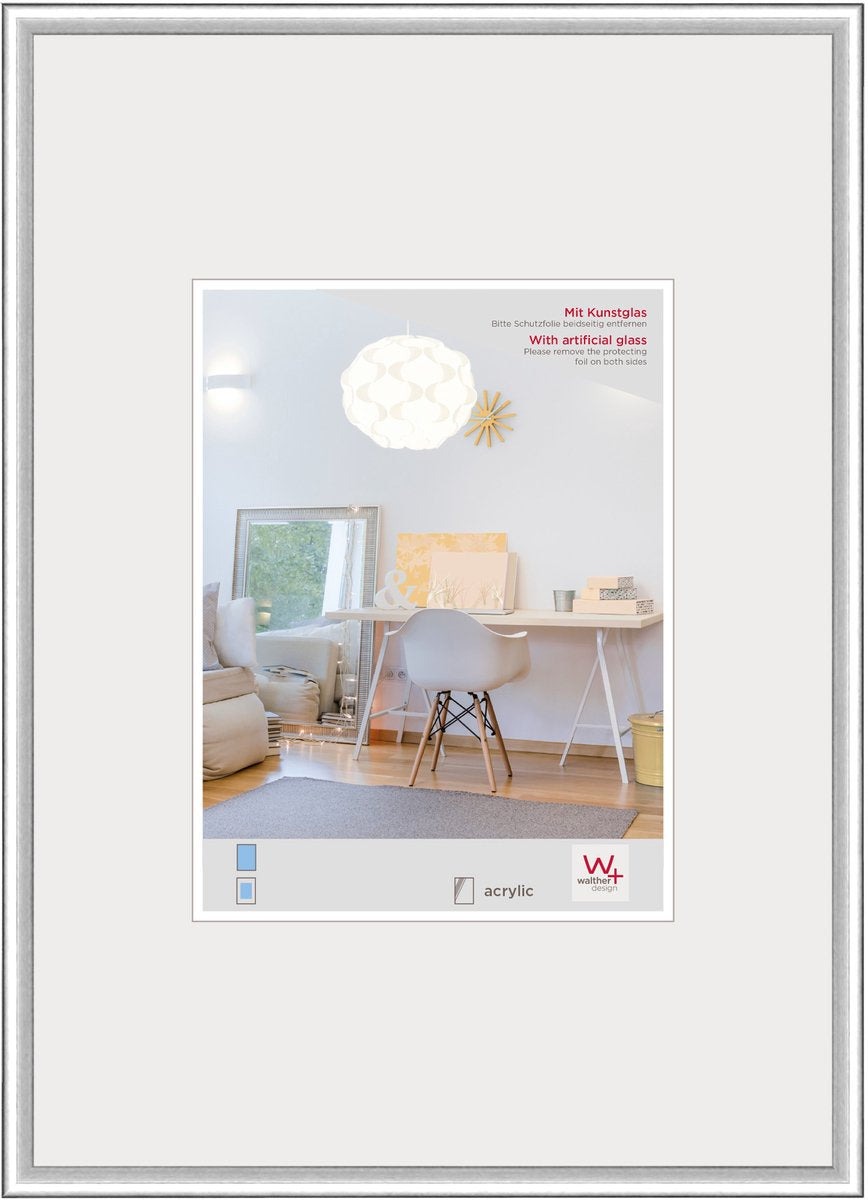Walther New Lifestyle – Kunststoffrahmen – Fotogröße 20 x 30 cm – Kunstglas – Silber