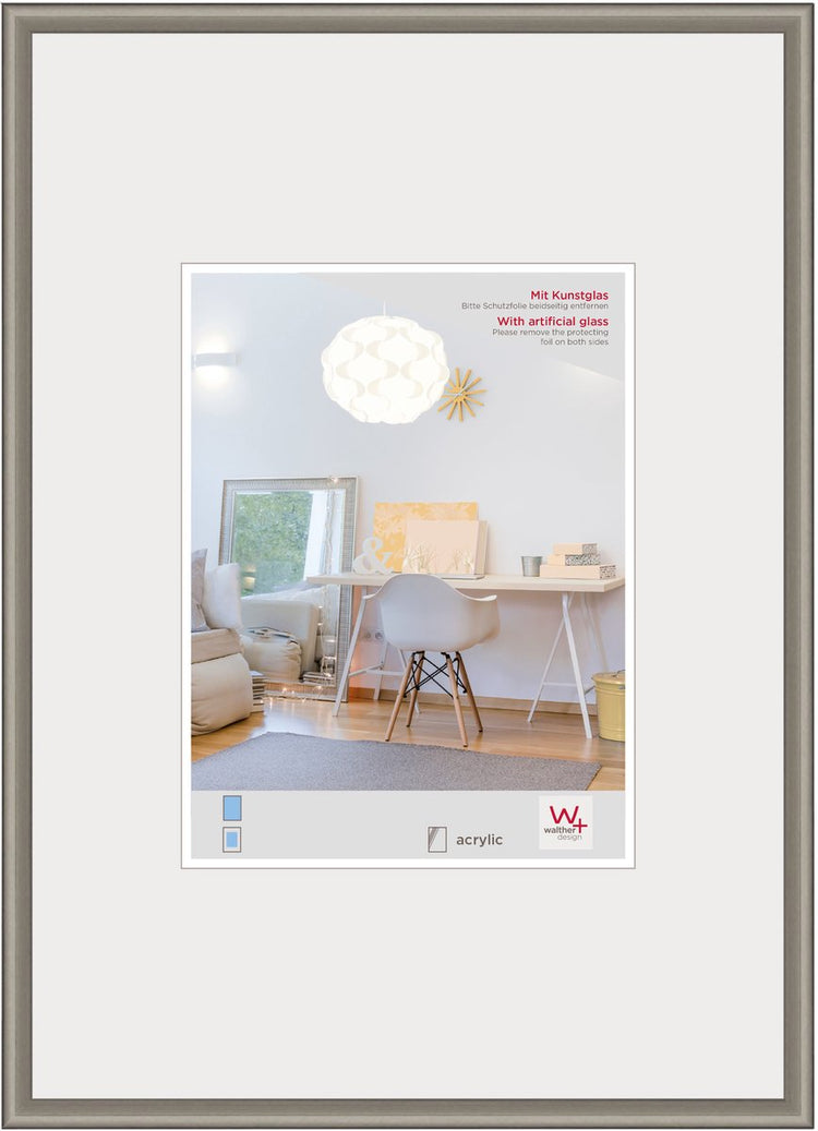 Walther New Lifestyle – Kunststoffrahmen – Fotogröße 40 x 50 cm – Kunstglas – Stahl