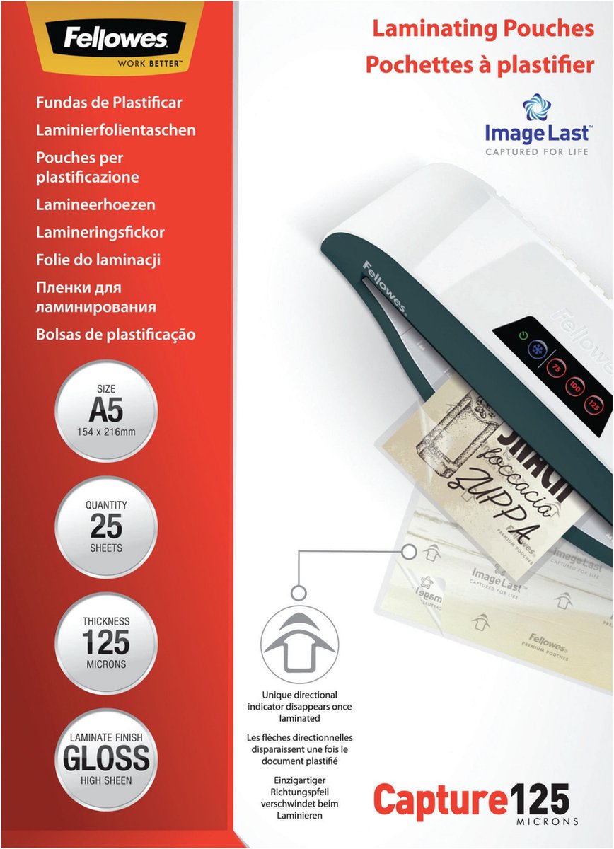 Fellowes Laminierfolien Imagelast A5 125 Mikron 25 Stück