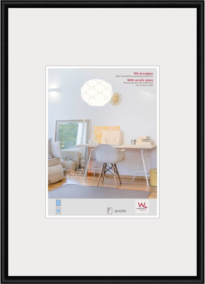 Walther New Lifestyle - Kunststoffrahmen - Fotogröße 40x60 cm - Kunstglas - Schwarz