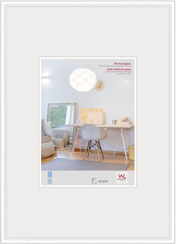 Walther New Lifestyle - Kunststoffrahmen - Fotogröße 40x50 cm - Kunstglas - Weiß