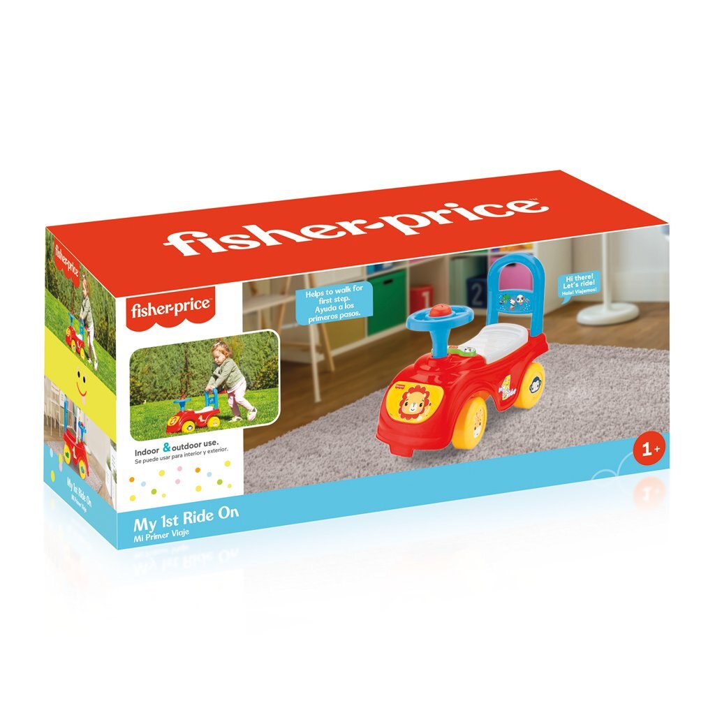 Fischer Preis Walking Car + Horn rot blau gelb