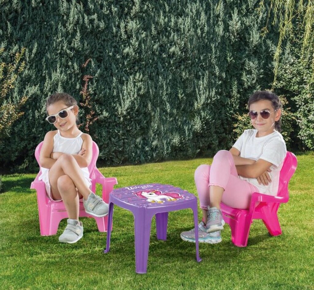Dolu Dolu Unicorn Pink Tisch mit Stühlen