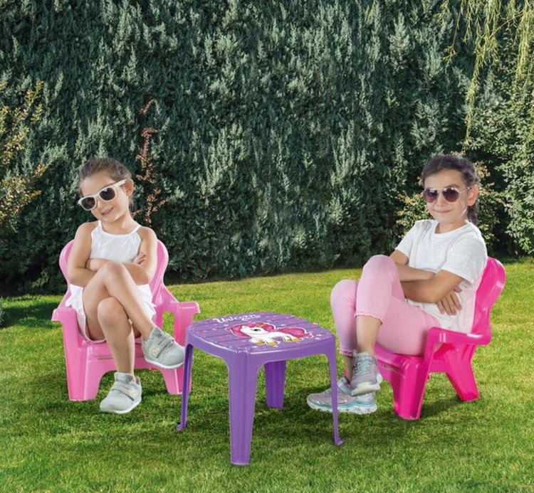 Dolu Dolu Unicorn Pink Tisch mit Stühlen
