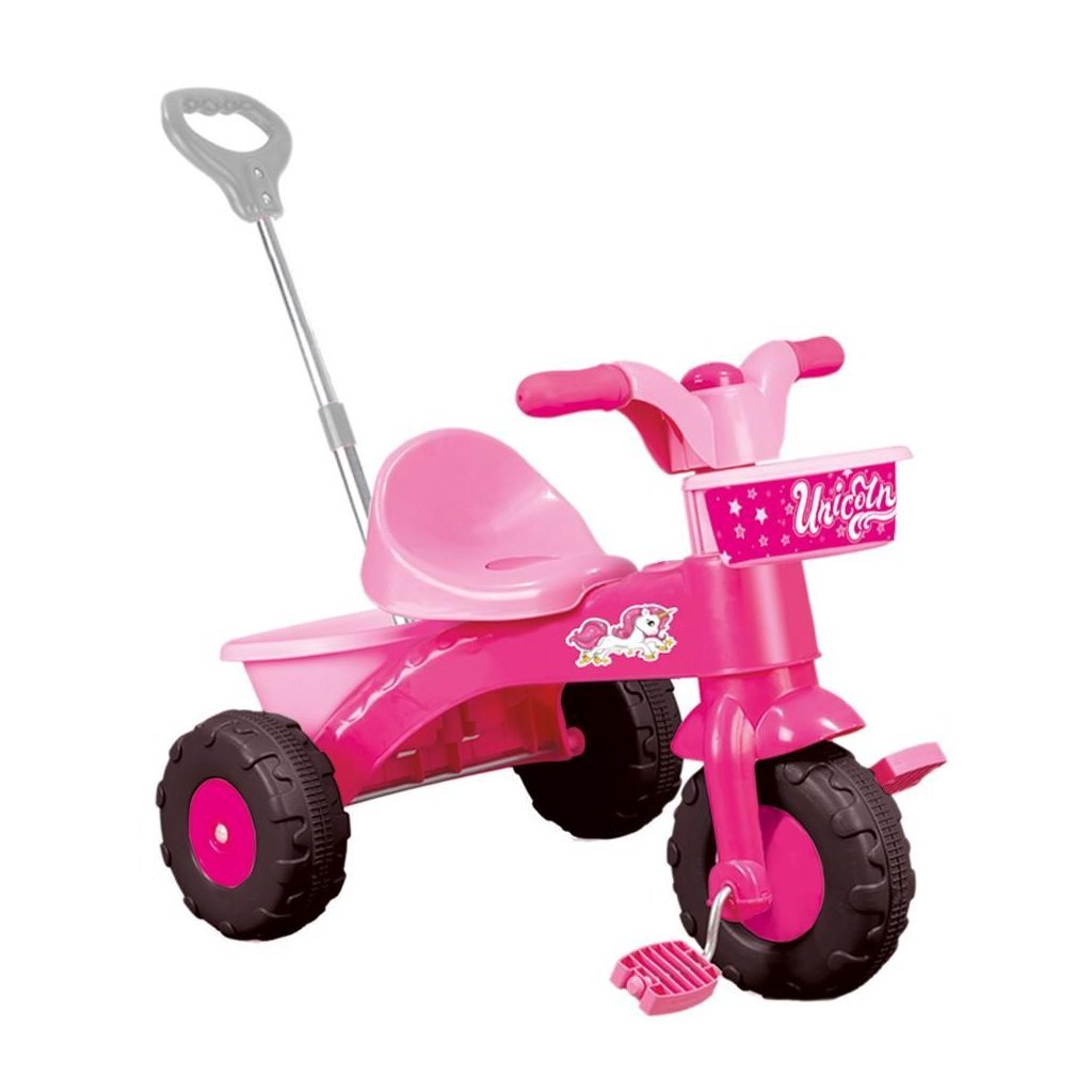 Dolu Dolu Unicorn Dreirad mit Push Bar Pink