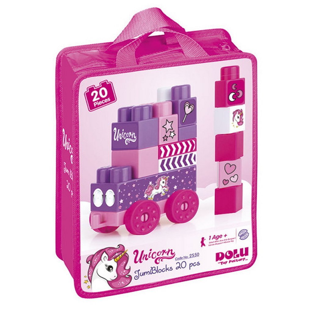 Dolu Dolu Unicorn Jumblocks Zug mit 20 Blocks rosa