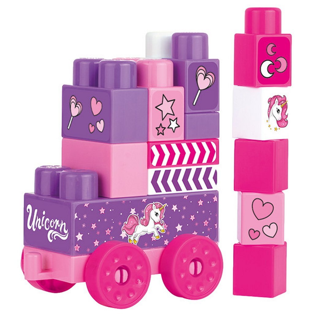 Dolu Dolu Unicorn Jumblocks Zug mit 20 Blocks rosa