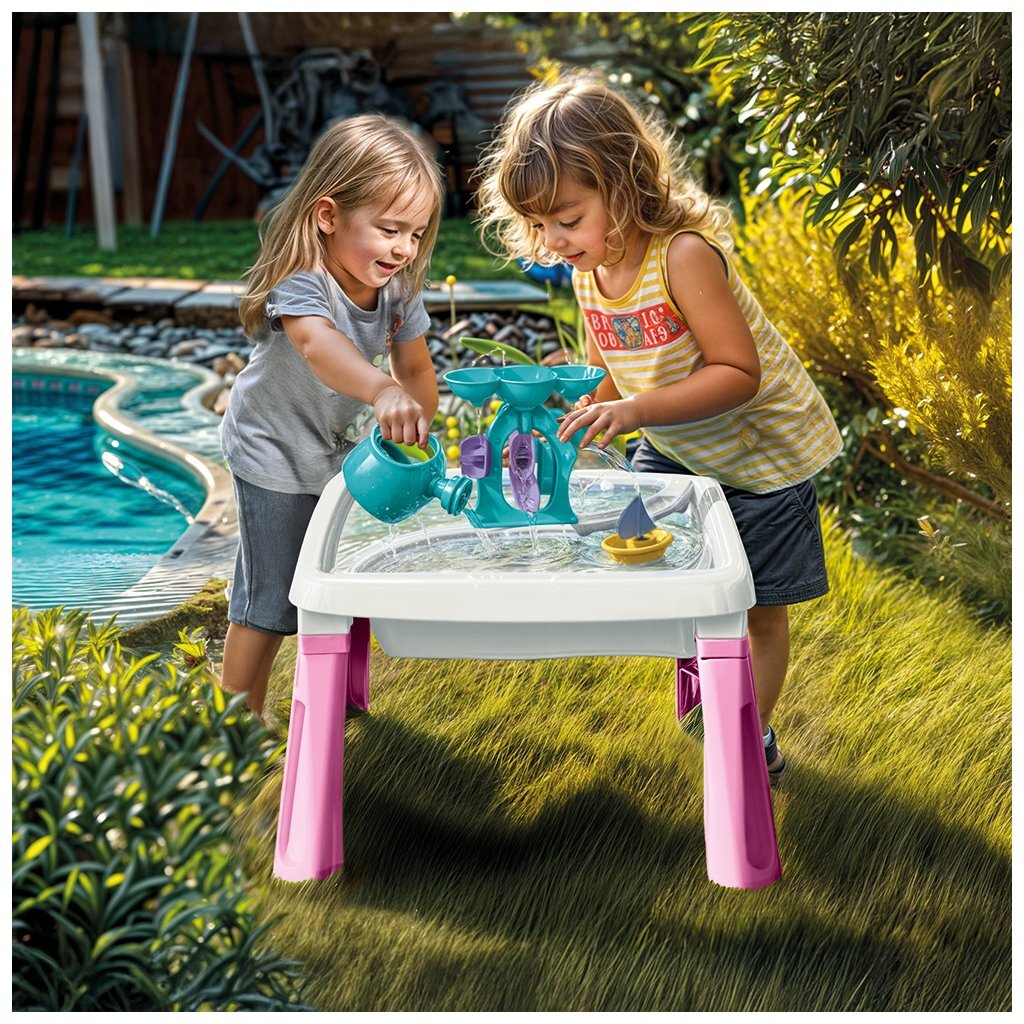 Dolu Sand-Wasser-Tisch + Zubehör Pink White
