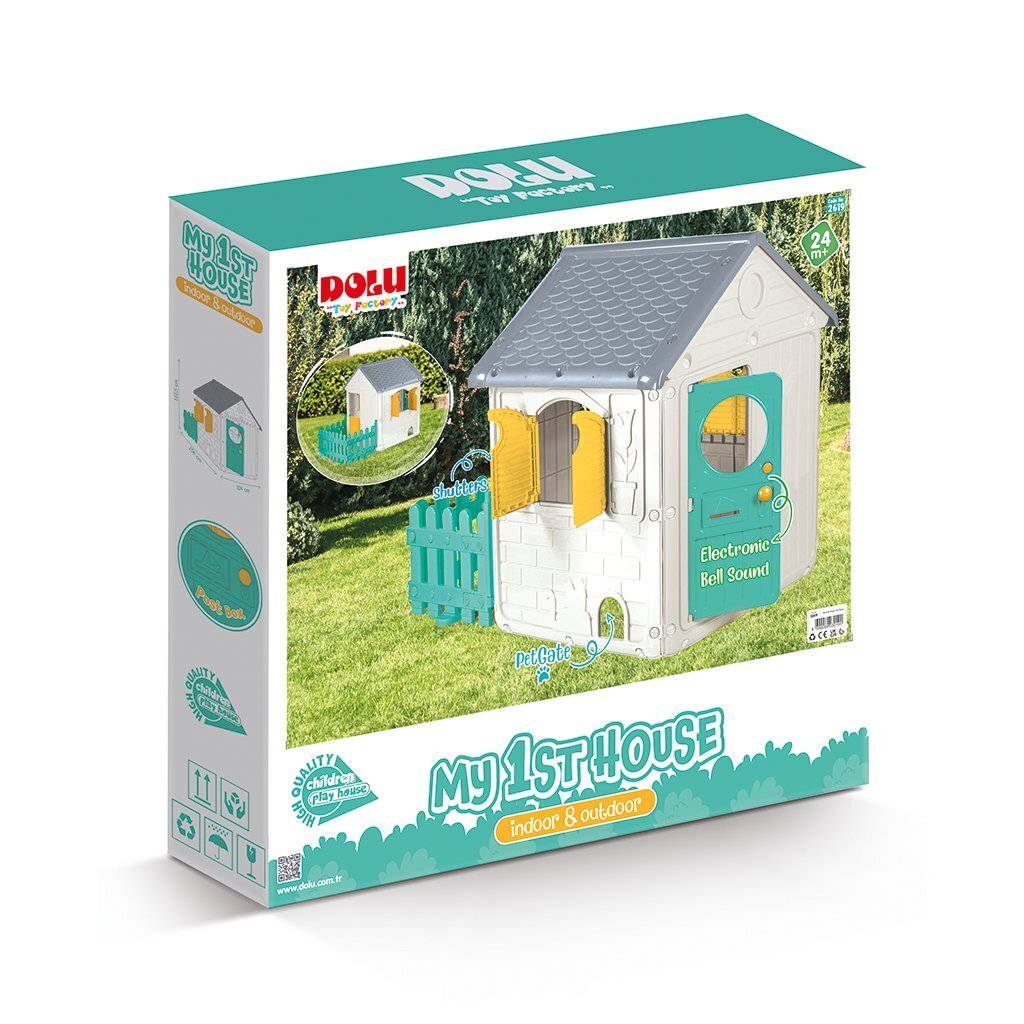 Dolu Playhouse 122.5x104x156 cm + Sound weiß grün grau gelb