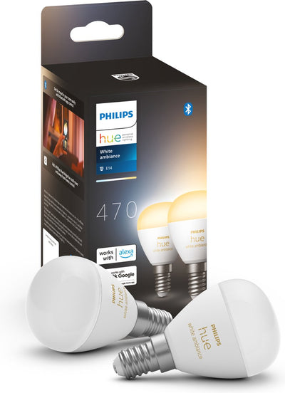 Philips Hue-Kugellampe – warmes bis kühles weißes Licht – 2er-Pack – E14