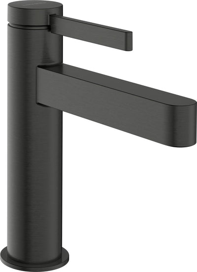 Hansgrohe Finoris – Waschtisch-Mischbatterie – Einhebelbedienung – Kaltstart-Energiesparfunktion – mit Ablaufgarnitur – 110 mm – gebürstetes Schwarzchrom