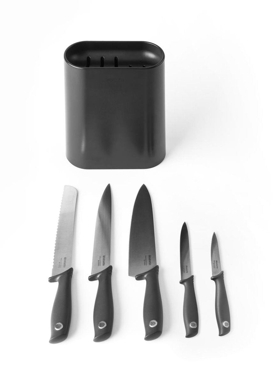 Brabantia Tasty+ Messerset – mit Messerblock – Dunkelgrau