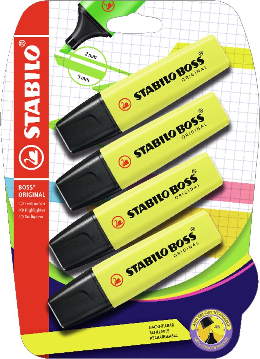Stabilo Boss Original Textmarker Gelb - 4 Stk.