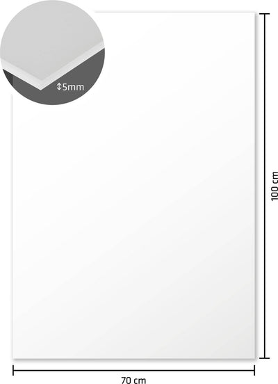 Kangaro-Schaumstoffplatte – 70 x 100 cm – 5 mm – weiß – Karton mit 10 Stück – k-0075-006