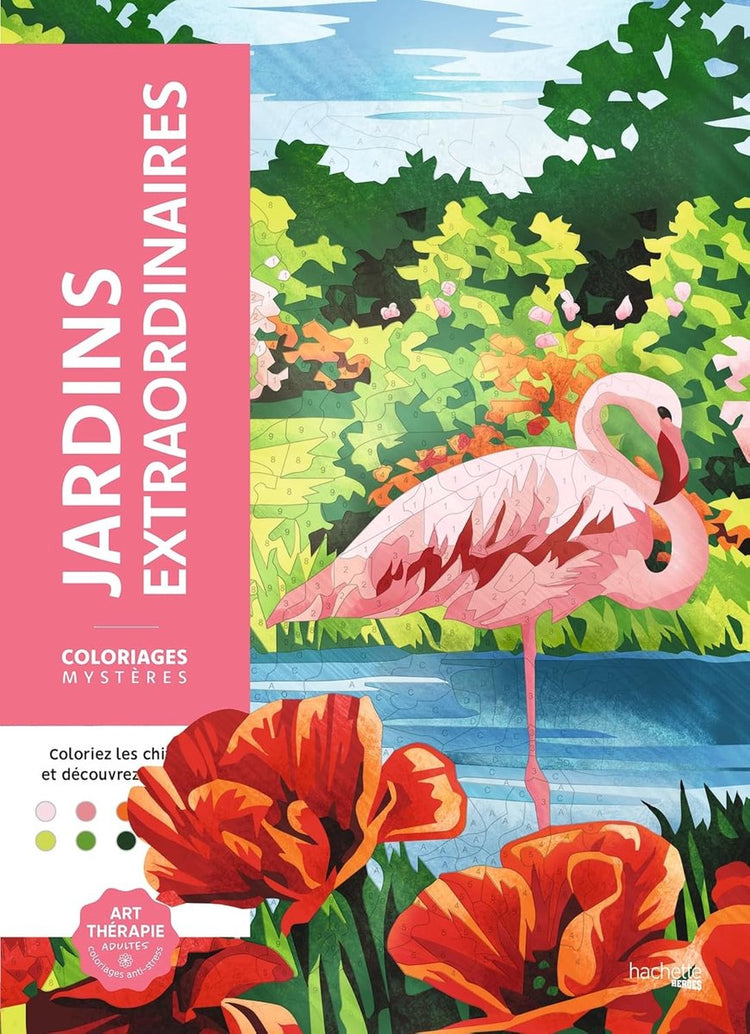 Hachette Heroes Coloriages Mystères Jardins Extraordinaires – Hachette – Malbuch „Malen nach Zahlen“ für Erwachsene
