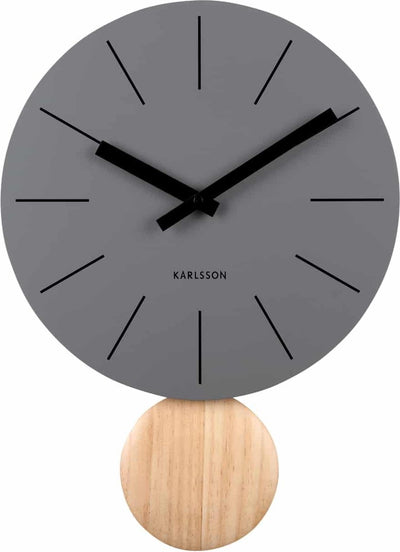 Karlsson Wanduhr Arlo Pendel – Grau – ø30 cm – skandinavische Wanduhr