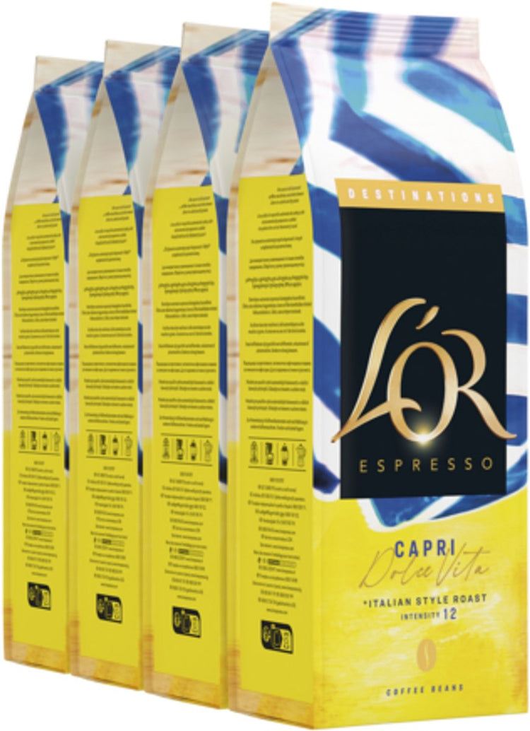 L'or Espresso Capri Dolce Vita Bohnen – Intensität 12 12 – 4 x 450 g Bohnen