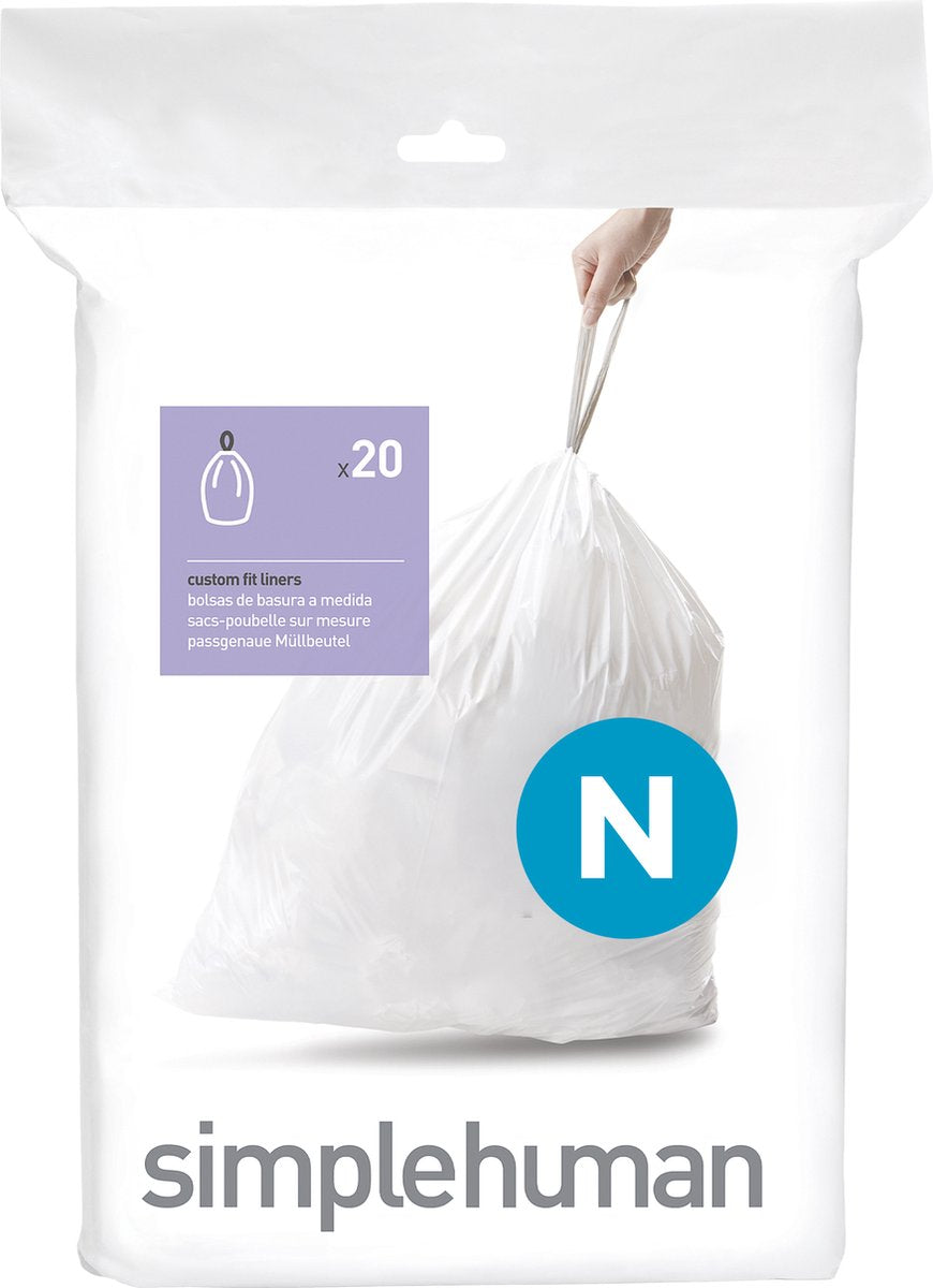 Simplehuman Code N Abfallbeutel – 45 Liter – 20 Stück – mit Kordelzug – weiß