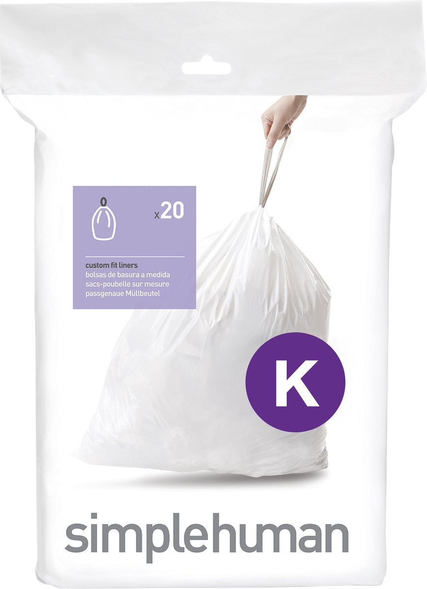 Simplehuman Code K Abfallbeutel – 38 Liter – 20 Stück – mit Kordelzug – weiß
