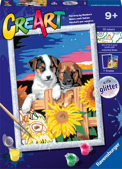 Ravensburger Kreart Gemälde bei Nummer Sunset Dogs