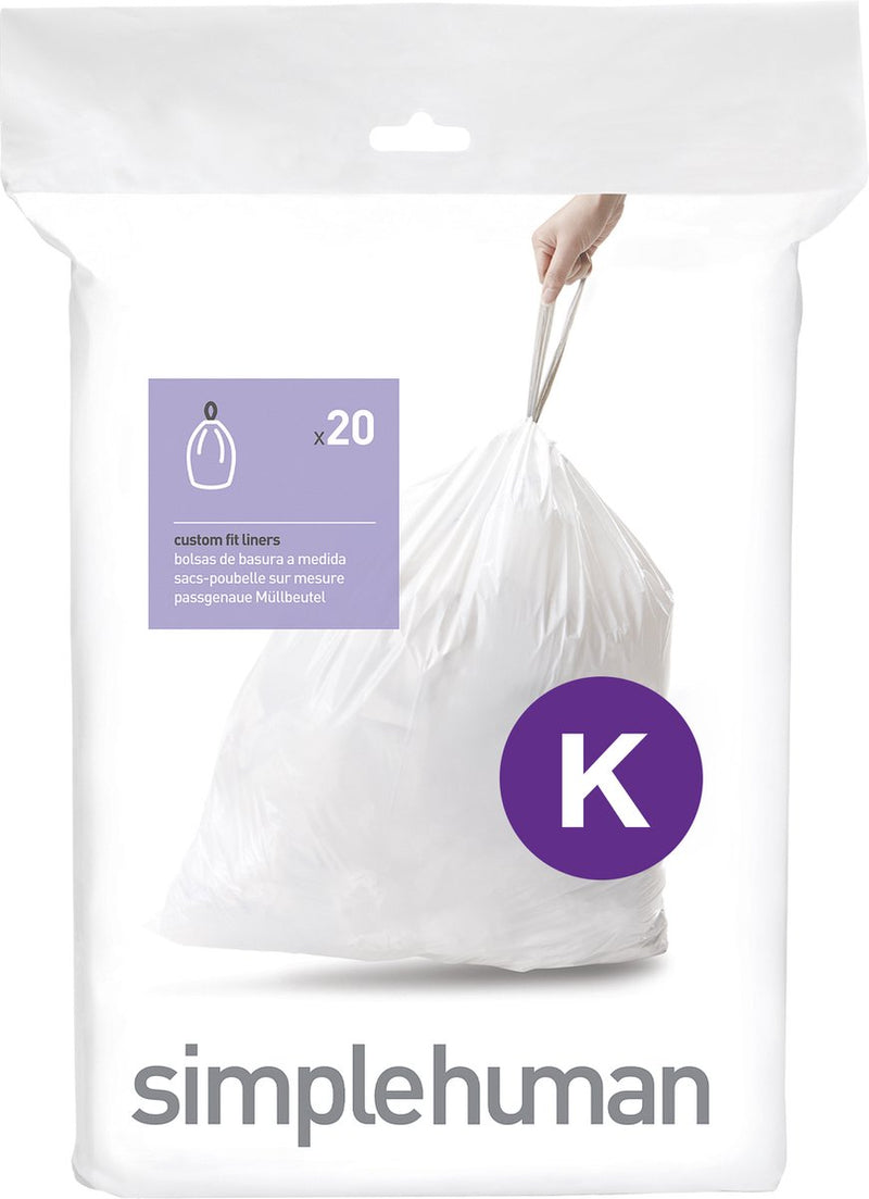 Simplehuman Code K Abfallbeutel – 38 Liter – 20 Stück – mit Kordelzug – weiß
