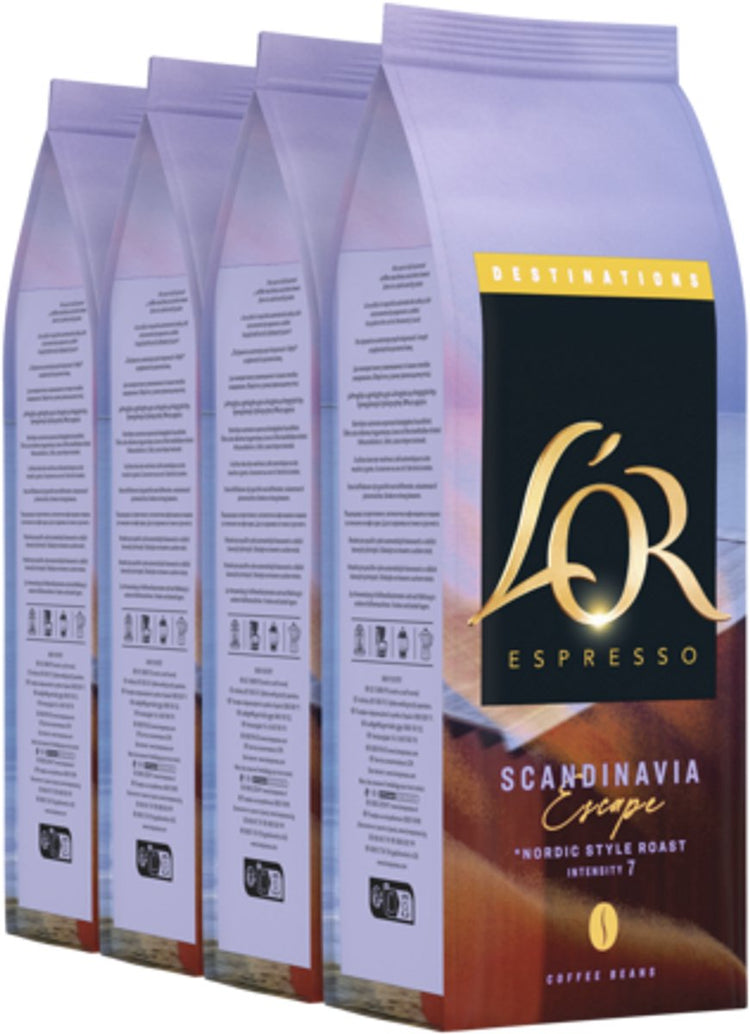 L'or Espresso Destinations Scandinavia Kaffeebohnen – Intensität 7 12 – 4 x 450 Gramm
