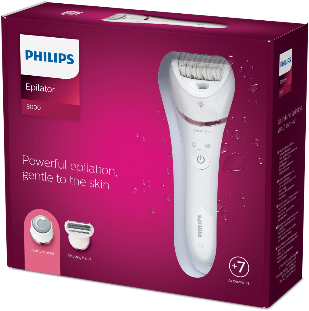 Philips Bre730 00 Serie 8000 nasse und trockene Epileering -Geräte Pink White