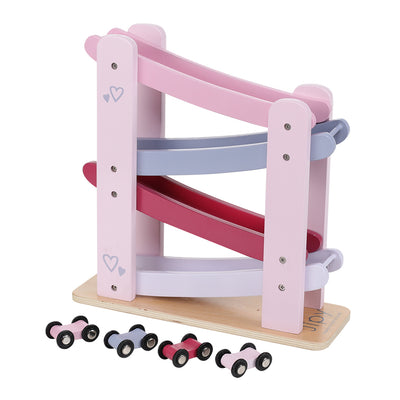 Jipy Jipy Holzautobahn + 4 Autos rosa