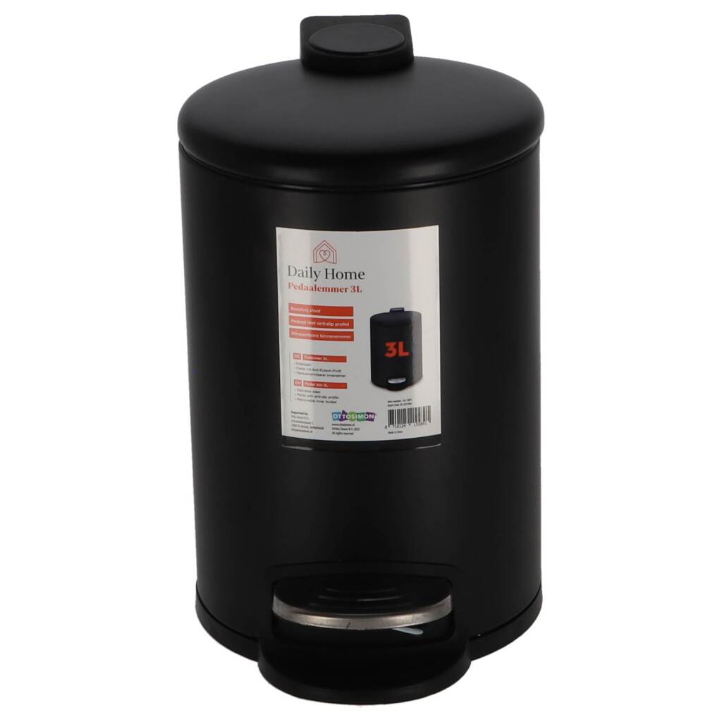 Daily Home Treteimer 3l schwarz | 2 Stk