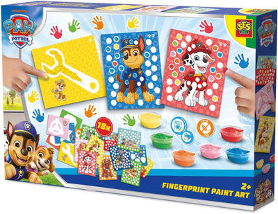 Ses kreative Pfotenpatrouille – Fingerabdruck-Farbkunstwerk – Basteln – glutenfrei – waschbar – für Kinder ab 2 Jahren – 6 Farben – 18 Karten